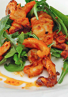 Grilled Squid with Peppery Salad