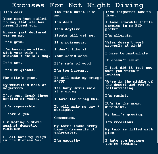 Issue 8 archive - Excuses for not Night Diving