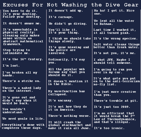 Issue 9 archive - Excuses for not Washing the Dive Gear