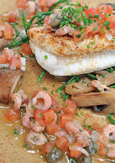 Sole with mushrooms, samphire and brown shrimp butter sauce Sole with mushrooms, samphire and brown shrimp butter sauce